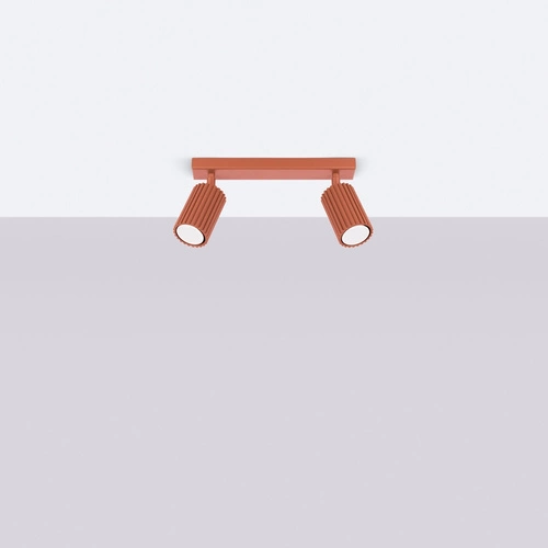 Stropní svítidlo KARBON 2 červené moderní hliníkové do obýváku s nastavitelným stínidlem