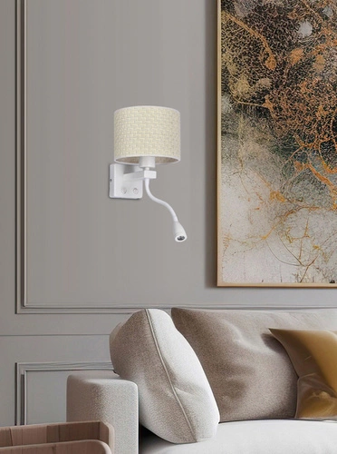 Nástěnná lampa Polo bílá 1x40W E27+2W LED stínidlo krémová