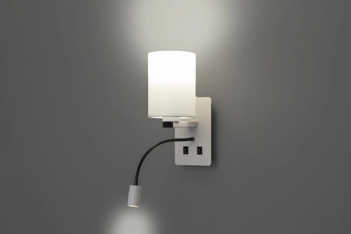 Nástěnná lampa Magnum bílá LED s textilním stínidlem do ložnice moderní na čtení CANDELLUX