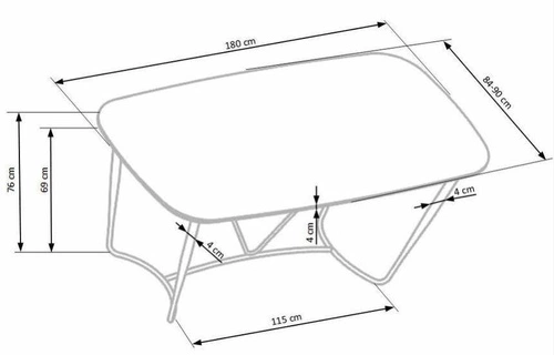 Jídelní stůl moderní Hanover 180 cm ořechová deska černé kovové nohy Intesi