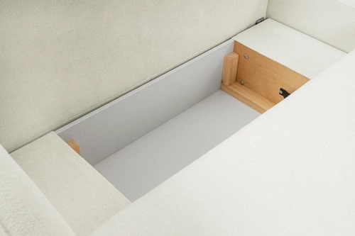 Rohová sedačka s rozkladem pravá Salby bílá moderní s úložným prostorem do obýváku