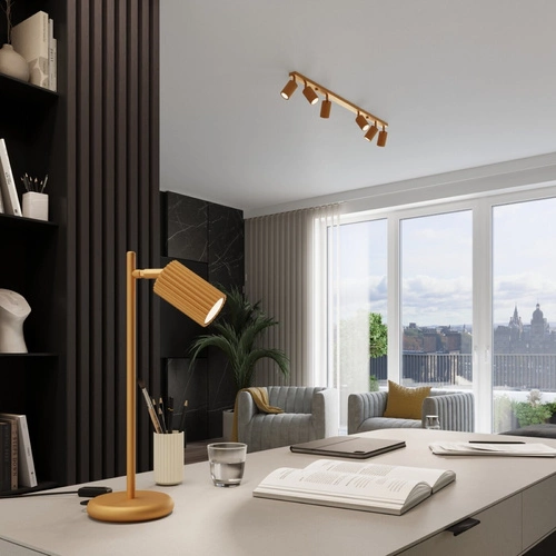 Noční lampička do ložnice Karbon zlatá moderní nastavitelná SOLLUX LIGHTING 43 cm