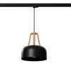 Závěsná lampa E27 CASCO černá/přírodní dřevo