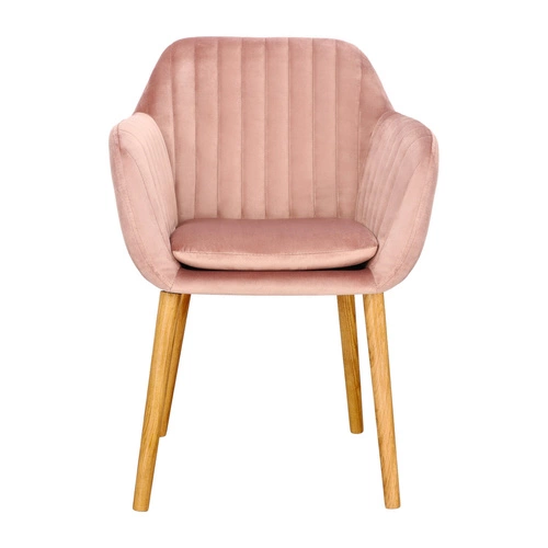 Jídelní židle Emilia Actona sametová růžová s područkami skandinávský glamour