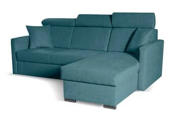 Rohová rozkládací pohovka Mils mořská moderní s úložným prostorem do obýváku Intesi