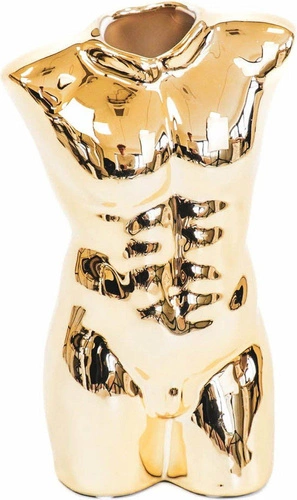 Dekorativní zlatá keramická váza pánský torzo HV decor moderní do obýváku 24 cm