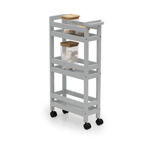 5five simply smart prostorný šedý 3patrový pojízdný vozík do kuchyně nebo koupelny