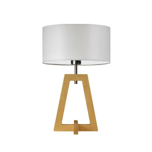 Noční lampička Clio moderní s světlým šedým stínidlem a dubovým podstavcem do ložnice LYSNE