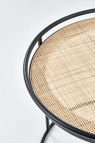 Sada 2 kulatých konferenčních stolků Nabul ratan a černý kov boho do obýváku Intesi