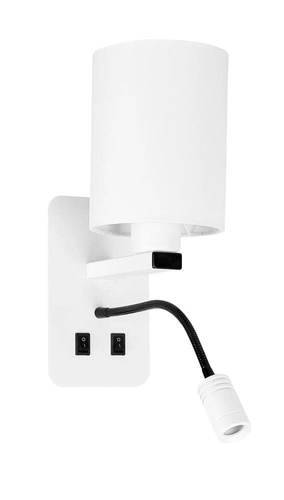 Nástěnná lampa Magnum bílá LED s textilním stínidlem do ložnice moderní na čtení CANDELLUX