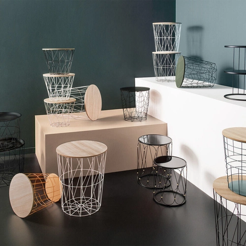 Kulatý nízký skandinávský konferenční stolek Kumi bílý dřevěný do obýváku Atmosphera 38 cm