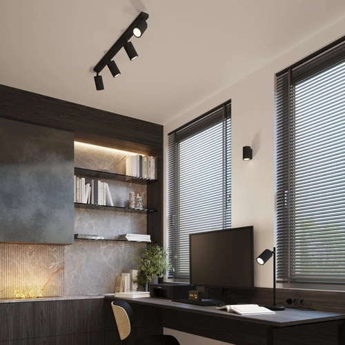 Stolní lampa KARBON černá moderní s pohyblivým stínidlem do pracovny SOLLUX