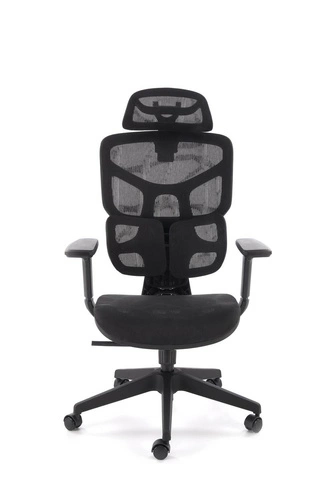 Ergonomická kancelářská židle Marac černá otočná s opěrkou hlavy a síťovaným opěradlem Intesi