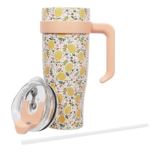 Žlutý termohrnek Miami Floral