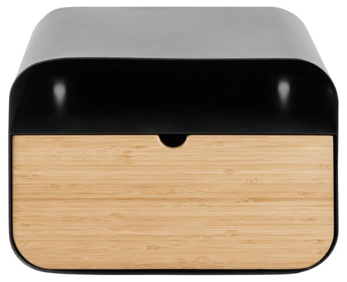 Noční stolek Actona Joliet edge černý se zásuvkou a otevřenou přihrádkou, boho styl, šířka 35 cm