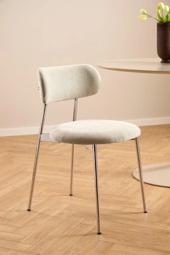 Židle Lyric béžová čalouněná do jídelny na chromovaných nohách