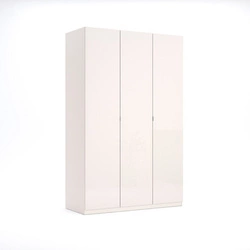 Šatní skříň Lily 3dveřová moderní s policemi a tyčí do ložnice bílý lesk 55 cm