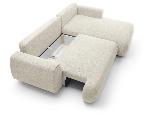 Rohová rozkládací pohovka do obýváku Ljung pravá moderní béžová s úložným prostorem Intesi