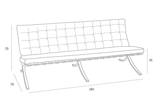 Kožená třímístná pohovka Ba inspirovaná Barcelona bílá glamour do obýváku D2.DESIGN
