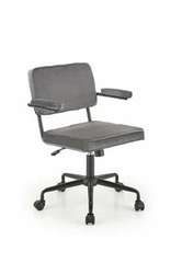 Ergonomická kancelářská židle Defil šedá sametová otočná s područkami