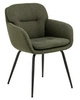 Jídelní židle Dora Actona zelená čalouněná s područkami moderní na kovových nohách