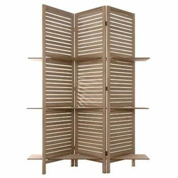 Dřevěný pokojový paraván s policemi Diam Atmosphera přírodní tříkřídlý dekorativní
