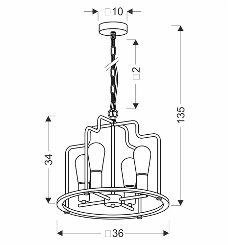 Závěsné svítidlo Datus černé loftové 4 světla do obýváku a nad stůl CANDELLUX