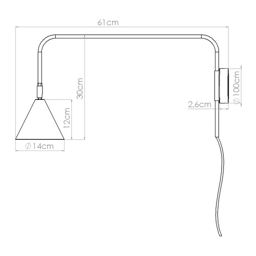 Moderní nástěnné svítidlo NOX černé kovové do ložnice a obýváku SOLLUX LIGHTING 61 cm