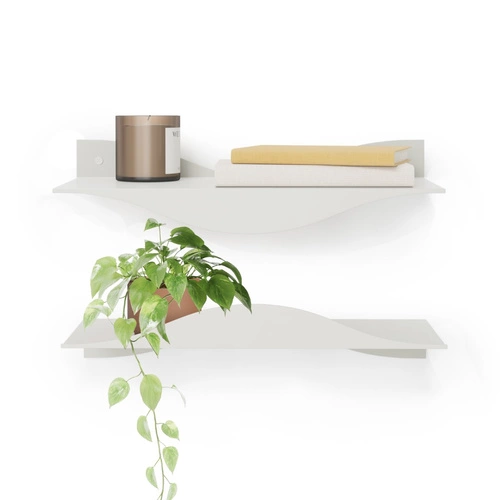 Sada 2 bílých nástěnných polic Surf Umbra moderních do obýváku a kuchyně