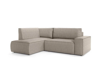 Rohová rozkládací pohovka Molde L levá manšestrová béžová do obýváku s úložným prostorem