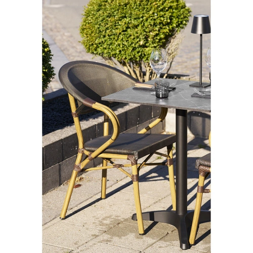 Židle Calda boho tmavě hnědá s područkami do jídelny a na terasu