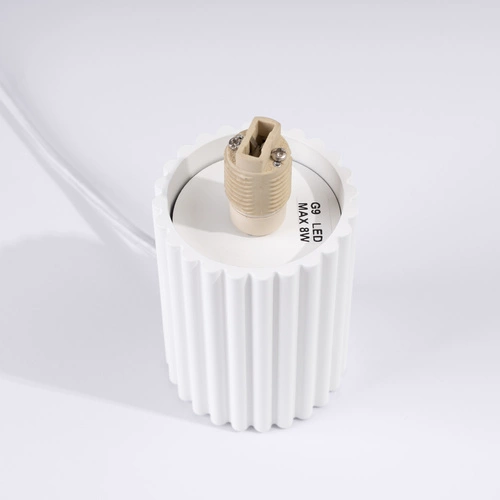 Moderní bílá stolní lampa HALO Sollux Lighting z hliníku a skla do ložnice nebo obývacího pokoje