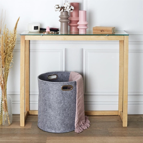 Sada 2 plstěných kulatých krabic šedé barvy