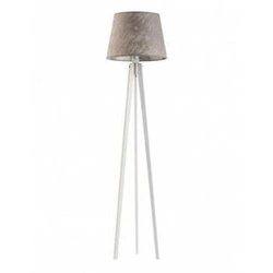 Stojací lampa Curacao moderní dřevěná se stínidlem šedý melír do obýváku Lysne 158 cm