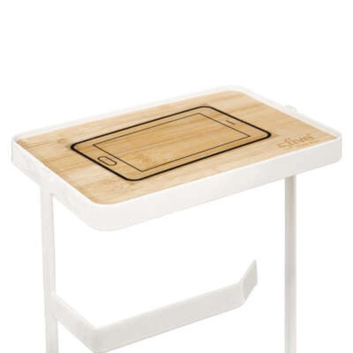 5five simply smart bílý moderní stojan na toaletní papír s poličkou a úložným prostorem do koupelny