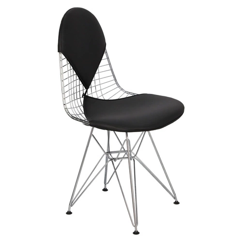 Moderní kovová jídelní židle Net Double černá s polštářem