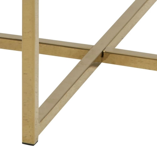 Kulatý konferenční stolek skleněný Alisma 50 cm bílý mramor glamour zlatý do obýváku Actona