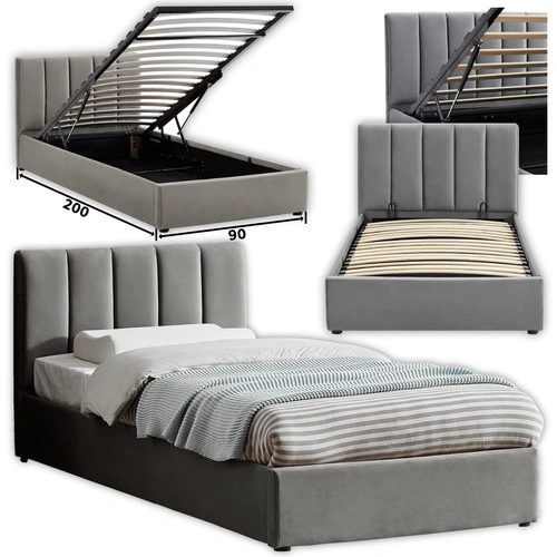 Dětská postel Lexington 90x200 šedá sametová s úložným prostorem