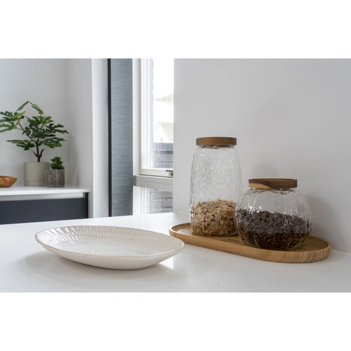 Ovální bílý keramický servírovací tác na dort House Nordic