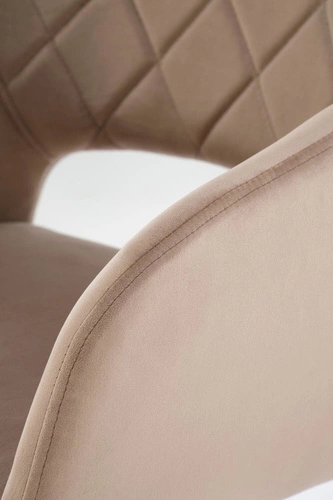 Otočná čalouněná židle Cretas Velvet Intesi béžová s područkami do jídelny