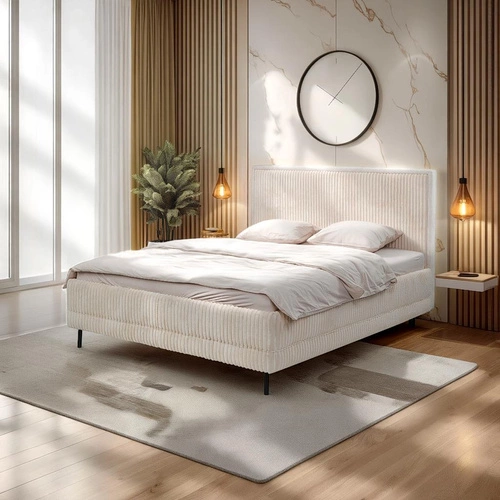 Čalouněná postel Foggy 180x200 béžová s úložným prostorem moderní do ložnice