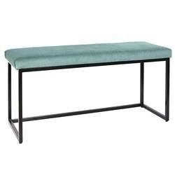 Čalouněná lavice Donore modrá glamour do předsíně sametová na černých nohách