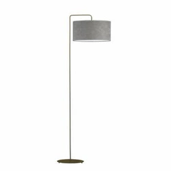 Stojací lampa do obýváku BOLIVIA šedá moderní sametová glamour se stínidlem zlatá Lysne