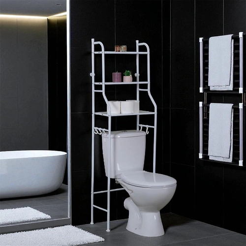 Intesi koupelnový regál nad WC bílý kovový 3 police 150 cm