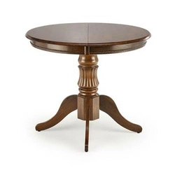 Rozkládací kulatý jídelní stůl Bator 90–124 cm vintage tmavý dub na jedné noze Intesi