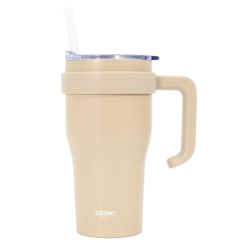 Termohrnek s uchem a brčkem Miami 600ml béžový