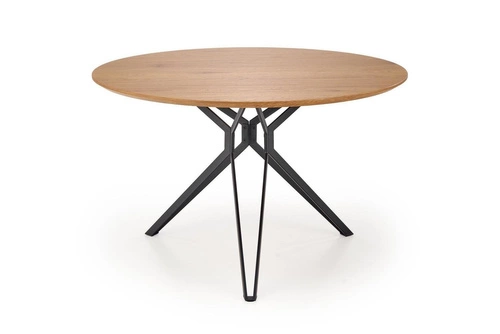 Jídelní kulatý stůl 120 cm Class dub zlatý černý moderní loftový Intesi