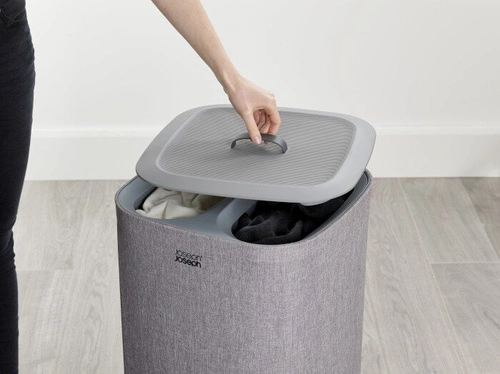 Joseph Joseph Tota moderní dvoukomorový koš na prádlo 60 l do koupelny šedý