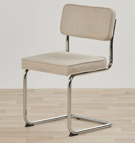 Čalouněná jídelní židle Tepper béžová moderní na chromovaných lyžinách