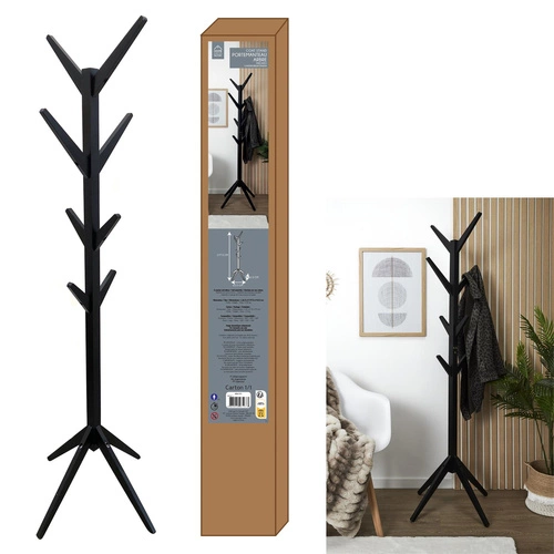 Tree Intesi moderní stojanový věšák do předsíně černý dřevěný 177,5 cm